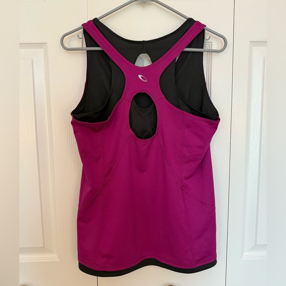 Tek Gear Women's Size Large Workout Athletic Racerback Tank Top Magenta Black🩷 - Picture 3 of 3